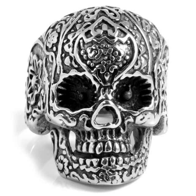 DETAILED SKELETON SKULL STEEL RING